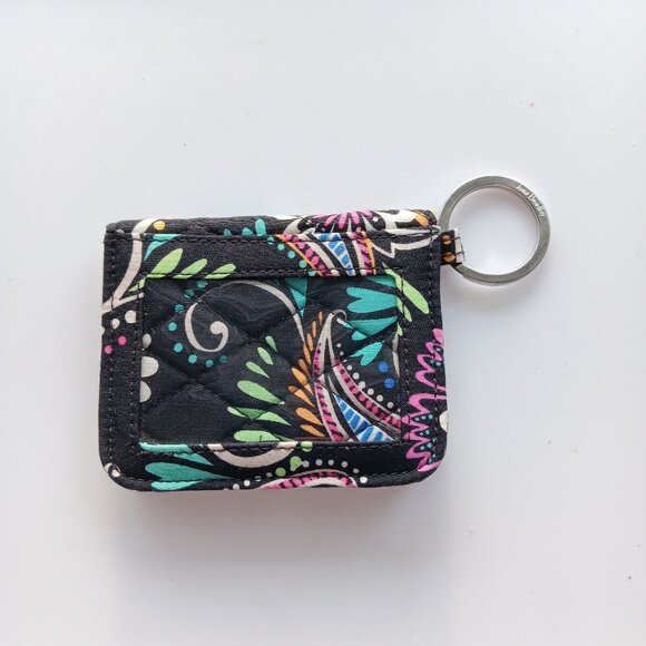 Vera Bradley Bandana Swirl Wallet ID Card Holder Black Silver Blue Pink White 4" - Picture 8 of 8